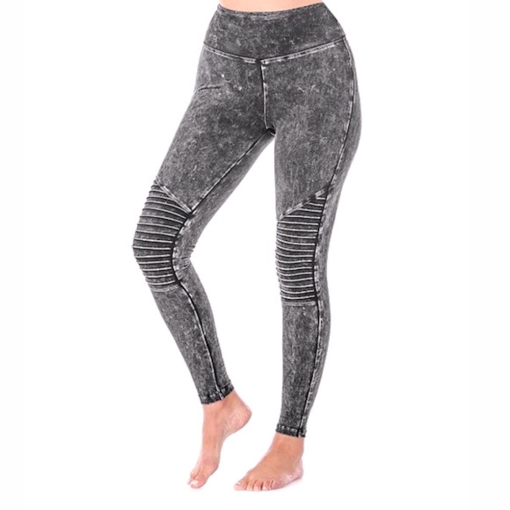 Mineral Wash Moto Leggings CHARCOAL